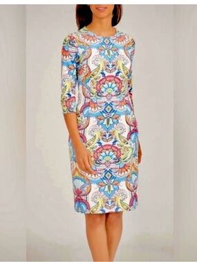 J. McLaughlin Catalina Cloth Dress in Madrid Off White Paisley Women’s Small